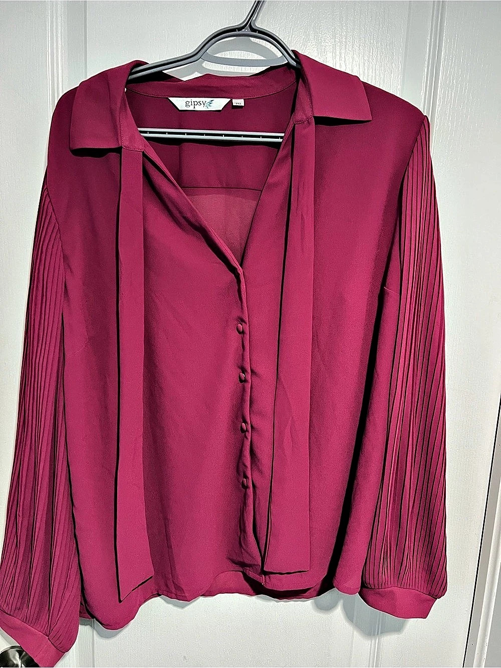 Pleated Sleeve Blouse in Pink Like New